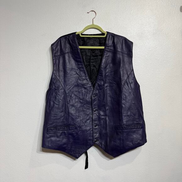 Saxony Purple Vintage Leather Vest Sz 2X - Picture 1 of 10